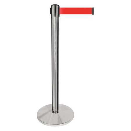 Barrier Post W/belt,silver Post,red Belt