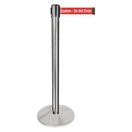 Barrier Post,40" Post H,red/wht Txt Belt