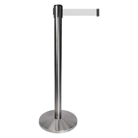 Barrier Post W/belt,gray Post,white Belt