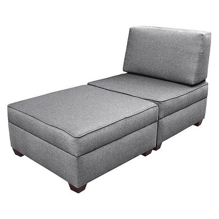 Chaise Lounge,60"wx18"h,gray Upholstery