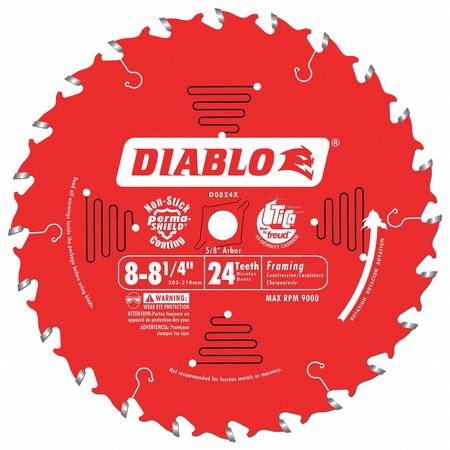 Circ. Saw Blade,8-1/4"blade Dia,24 Teeth