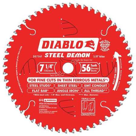 Circ. Saw Blade,7-1/4"blade Dia,56 Teeth