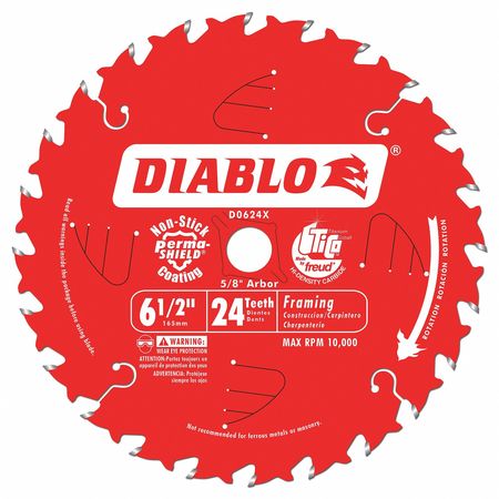 Circ. Saw Blade,6-1/2"blade Dia,24 Teeth