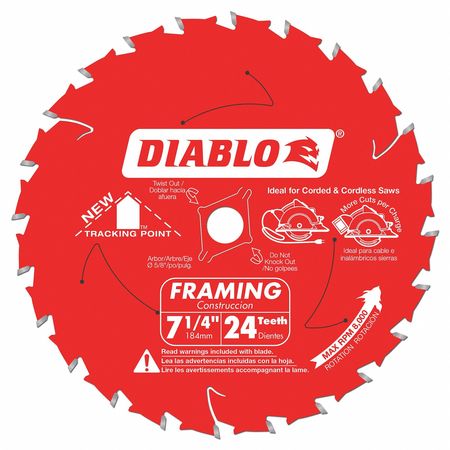 Circ. Saw Blade,7-1/4"blade Dia,24 Teeth