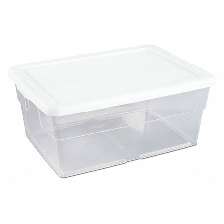 Storage Tote,4.0 Gal.,clear/white,7" H (