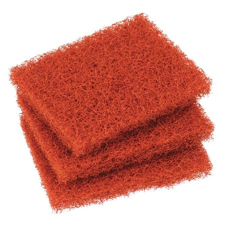 Scouring Pad,4" L X 5-1/4" W,orange,pk6