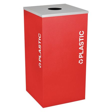 Square Bin,plastic,steel,24 Gal.,ruby (1