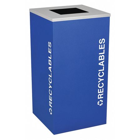 Square Bin,recycle,steel,24 Gal.,royal (