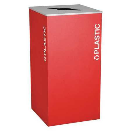 Square Bin,plastic,steel,36 Gal.,ruby (1