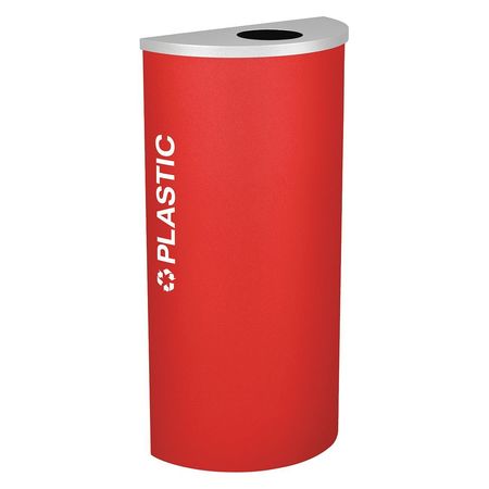 Half Round Bin,plastic,steel,8 Gal.,ruby