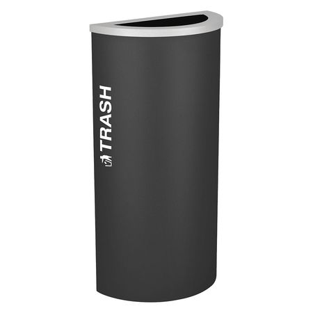 Half Round Bin,trash,steel,8 Gal.,black