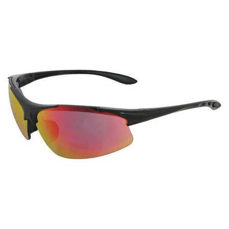 Safety Glasses,blk Frame,red Revo Mirror