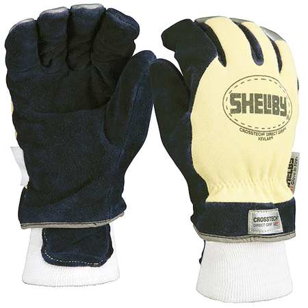 Firefighters Gloves,l,cowhide Lthr,pr (1