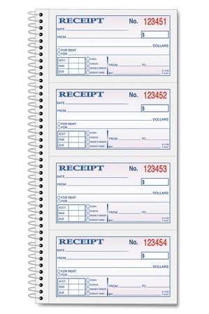 Money/rent Receipt Spiral Book,2-3/4 (1