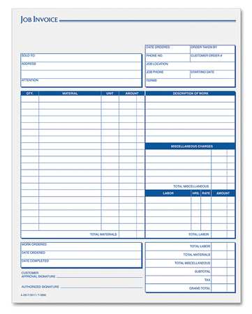 Job Invoice Form,8-1/2"x11-5/8",pk50 (1