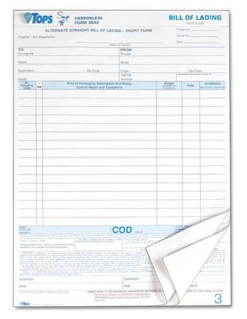 Bill Of Lading Form,8-1/2 X 11,pk50 (1 U