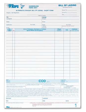 Bill Of Lading Form,8-1/2 X 11,pk50 (1 U