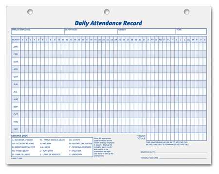 Daily Attendance Card,8-1/2 X 11,pk50 (1