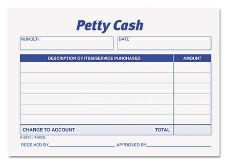 Petty Cash Slip,3-1/2" X 5",pk600 (1 Uni