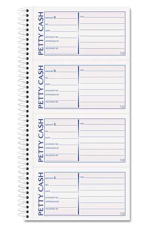 Petty Cash Receipt Book,2-3/4 X 11 (1 Un