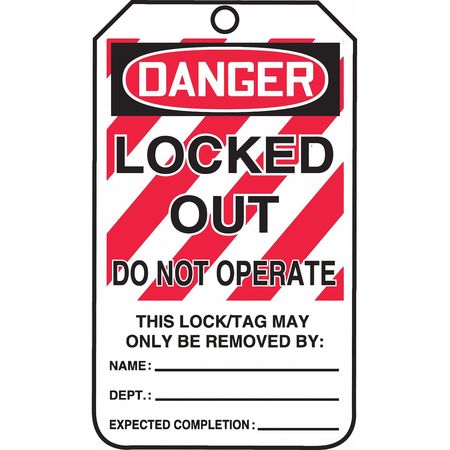 Danger Tag,locked Out,5-3/4",card,pk25 (