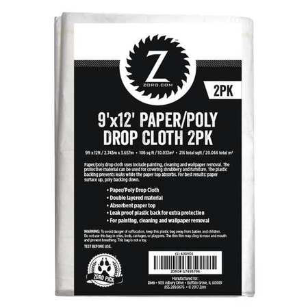 Paper/poly Dropcloth 9ft.x12ft.,pk2 (1 U