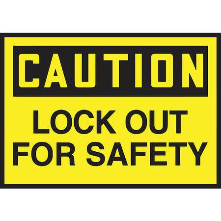 Sign,caution,lockout For Safety,3-1/2x5"