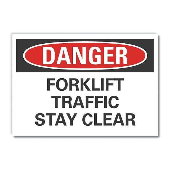 Lift Truck Traffic Danger Label, 7 in H, 10 in W, Polyester, Vertical Rectangle, LCU4-0496-ND_10X7