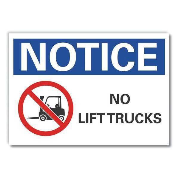 Lift Truck Traffic Notice Label, 10 in H, 14 in W, Polyester, Rectangle, LCU5-0049-ND_14X10