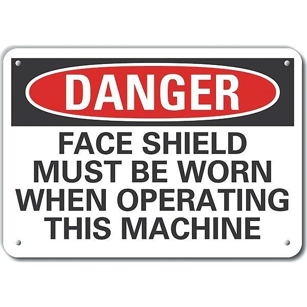 Plastic Face Mask Danger Sign, 7 in Height, 10 in Width, Plastic, Vertical Rectangle, English