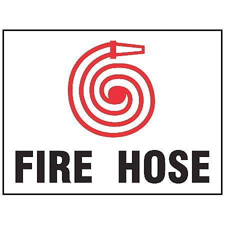 Fire Hose Sign,7 X 10in,r And Bk/wht,fh