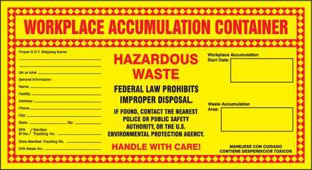 Hazardous Waste Label,6-1/2"h,pk25 (1 Un