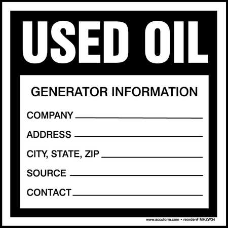 Hazardous Waste Label,4 In. W,pk100 (1 U