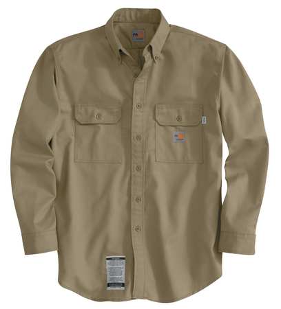 Fr Long Sleeve Shirt,khaki,3xlt,button (