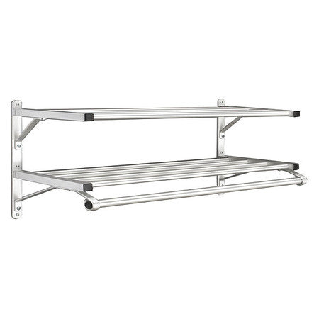 Coat Rack,2 Shelves,60 In W,satin Alum (