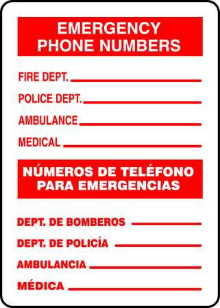 Spanish-bilingual Emergency Info Sign (1