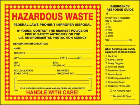 Hazardous Waste Label,6 In. H,pk25 (1 Un