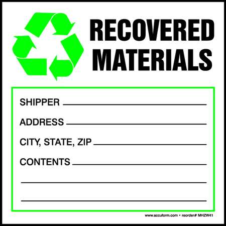 Hazardous Waste Label,6 In. W,pk250 (1 U