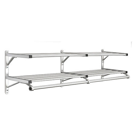 Coat Rack,2 Shelves,72 In W,satin Alum (