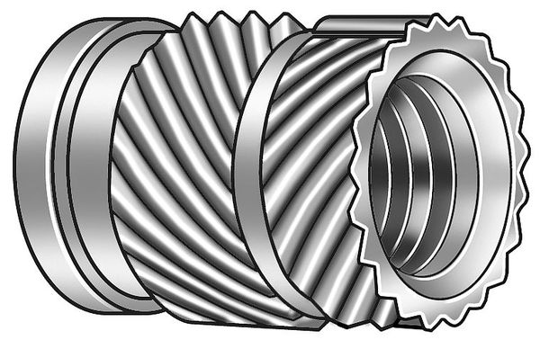 Ultrasonic Insert, #8-32, 21/64 in L, 0.248 in Insert Dia., 0.218 in Tapered End Dia., Brass