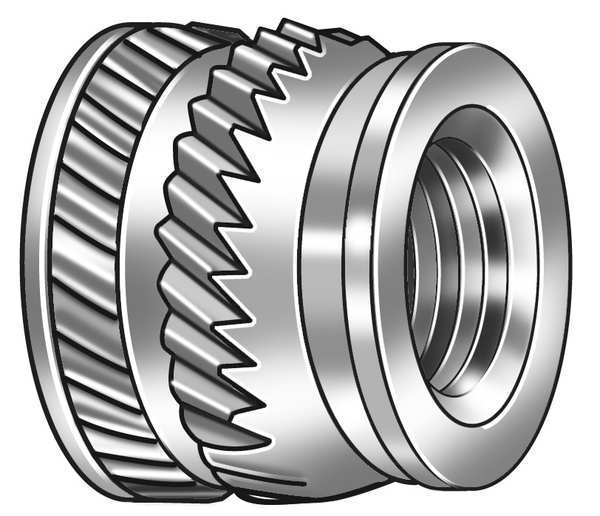 Ultrasonic Insert, M3-0.50, 5/32 in L, 0.22 in Insert Dia., 0.203 in Tapered End Dia., Brass