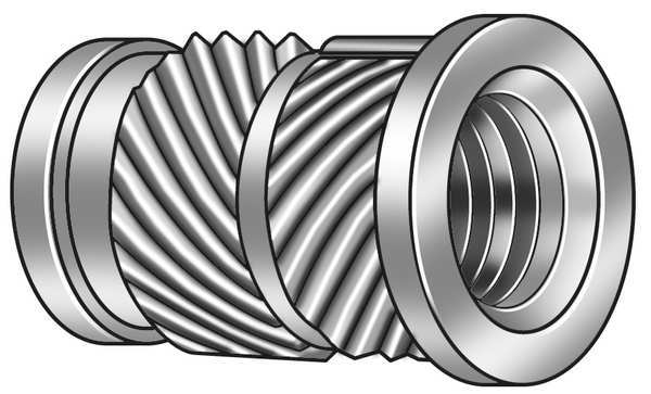 Ultrasonic Insert, #10-32, 3/8 in L, 0.312 in Insert Dia., 0.249 in Tapered End Dia., Brass, 500 PK