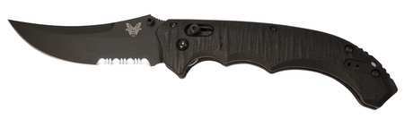 Folding Knife,serrated,black,3-15/16 In