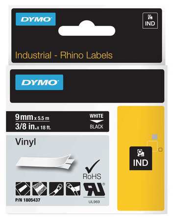 Label Tape Cartridge,vinyl,18 Ft.l,3/8"w