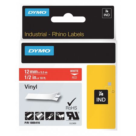 Label Tape Cartridge,vinyl,18 Ft.l,1/2"w