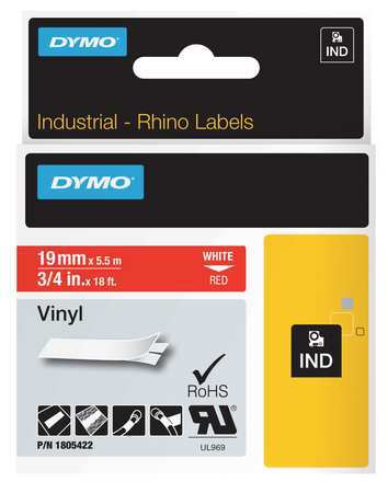 Label Tape Cartridge,vinyl,18 Ft.l,3/4"w