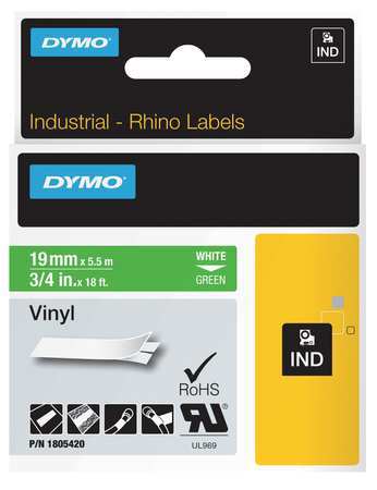 Label Tape Cartridge,vinyl,18 Ft.l,3/4"w