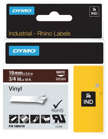 Label Tape Cartridge,vinyl,18 Ft.l,3/4"w