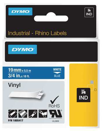 Label Tape Cartridge,vinyl,18 Ft.l,3/4"w