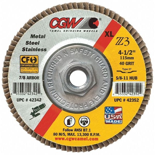 Flap Disc, 5x5/8-11, T27, Z3, Reg, 60G